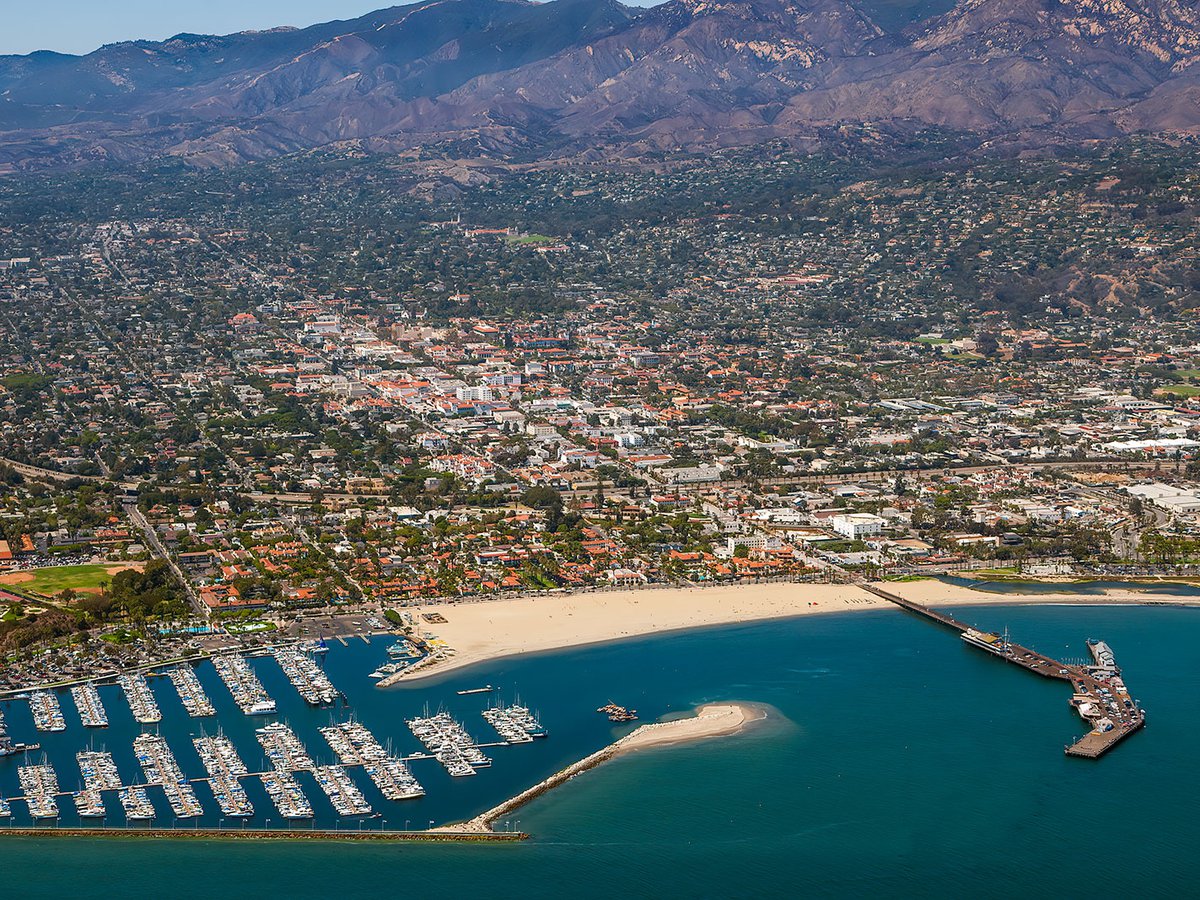Aerial photo of Downtown Santa Barbara, California