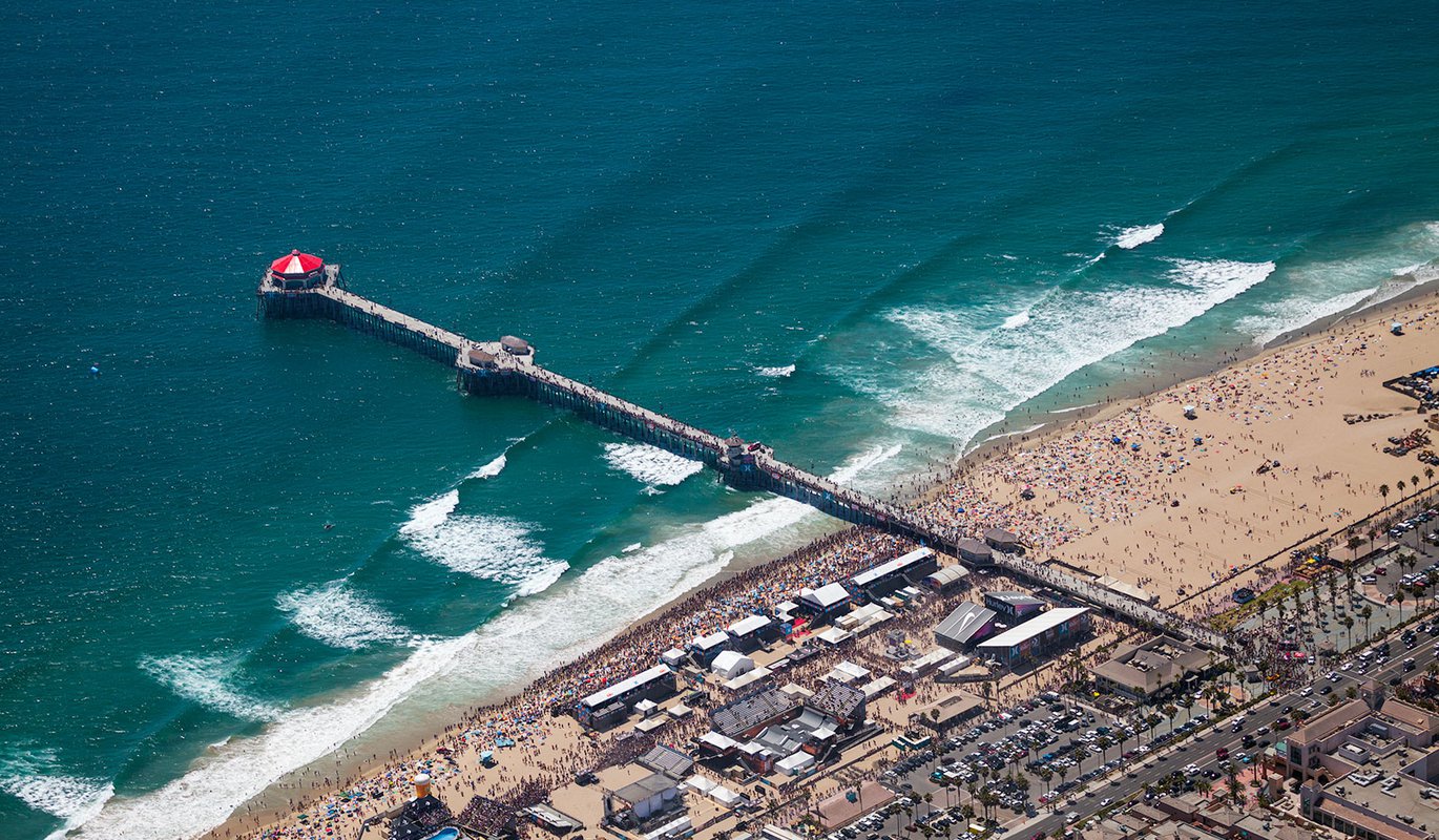 Nike US Surfing Championship in Huntington Beach West Coast Aerial